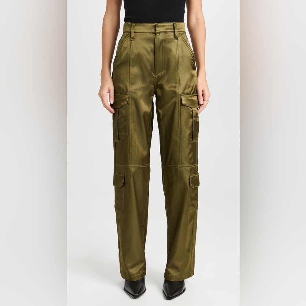 Rag & Bone Cailyn Japanese Satin Cargo Pants Size 30 Army Green - Picture 2 of 16